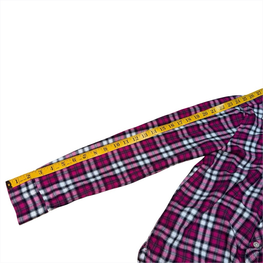 Y2K American Eagle Pink Plaid Button Down Long Sleeve Shirt Women’s Small Cotton - Picture 10 of 10